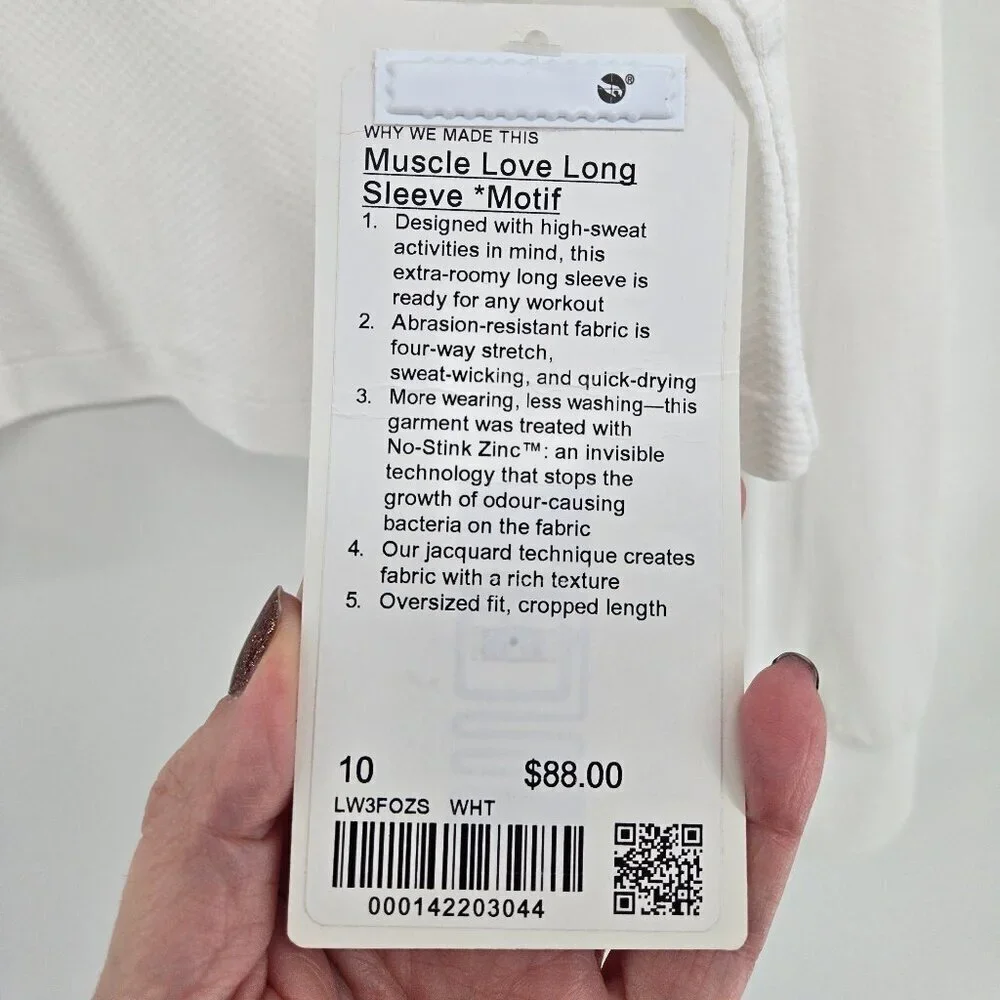 NWT Lululemon Muscle Love Long Sleeve Shirt *Motif - 10 White